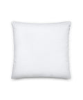White 16 by 16 inch premium throw pillow showing its plain white back.