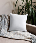 Love in Every Language 18-inch premium white pillow with large black multilingual typography – back room view