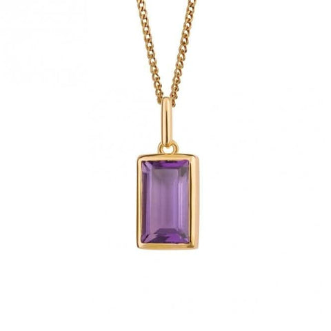 Pendentif en améthyste rectangulaire à facettes plaqué or P5245M