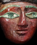 Ancient Egyptian - Wooden sarcophagus mask - inlaid eyes and original pigments - late period - 664/332 BC