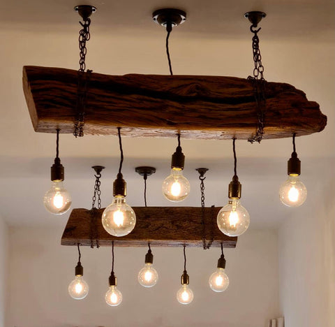 Ancient Wooden Beam Chandelier