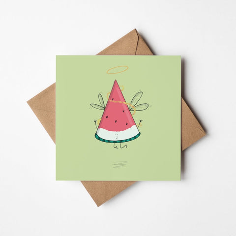 Angel Watermelon Slice Christmas | Greeting Card