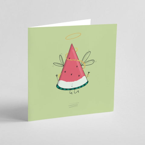 Angel Watermelon Slice Christmas | Greeting Card