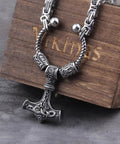 Ansuz Mannaz Mjölnir - Rune Byzantine King Chain Thor's Hammer Amulet