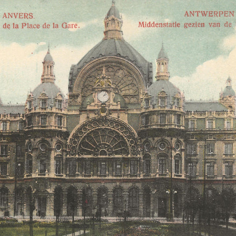 Anvers (Antwerpen) - Gare Centrale Belgium Postcard Vintage