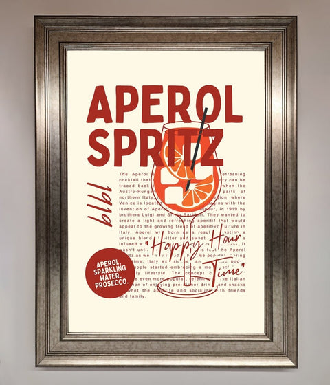 Aperol Spritz Happy Hour Cocktail Framed Wall Art