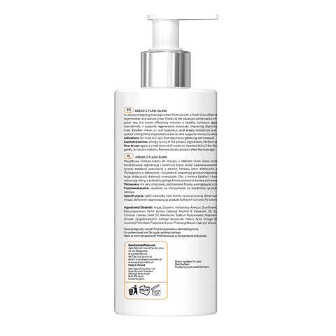 BB 04/2027 ADENO-C Flash Glow – Belebende Gesichtsmassagecreme mit Vitamin C und Ferulasäure, 300 ml