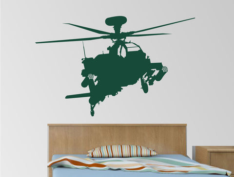 Wandtattoo Apache-Hubschrauber – Militärflugzeug-Wandbild fürs Jungenzimmer