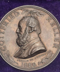 Art medal - Anton Scharff - Bronze Medal. 70th Birthday of Gottfried Keller, Swiss Poet, 1889