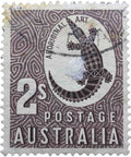 Australia 1948 2 s - Australian Shilling Used Postage Stamp Aboriginal art - Johnston's Crocodile