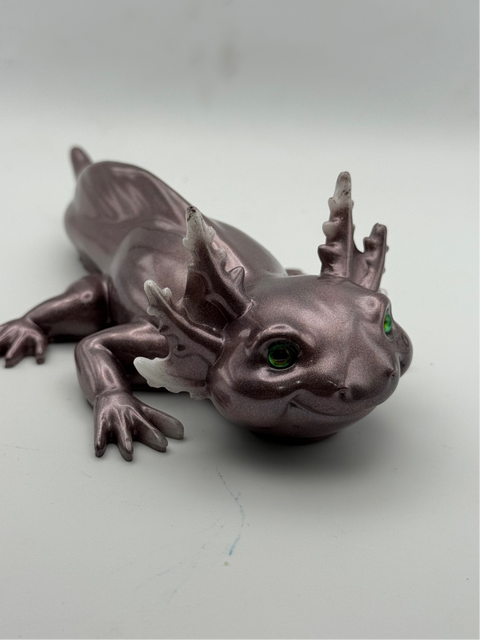 Moonstone Shimmer Resin Axolotl — Handmade Ornament