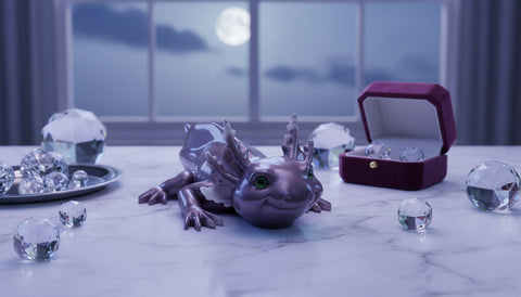 Moonstone Shimmer Resin Axolotl — Handmade Ornament