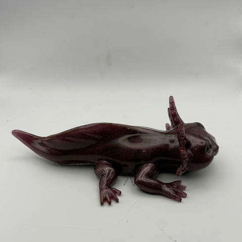 Plum Shimmer Resin Axolotl — Handmade Ornament