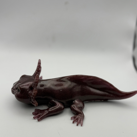 Plum Shimmer Resin Axolotl — Handmade Ornament