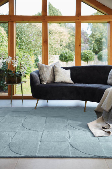 Tapis en Laine Géométrique Bleu Canard Penny