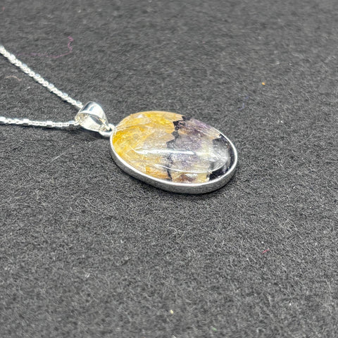 Blue John Fluorite Pendant in Sterling Silver