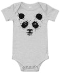 Athletic Heather baby bodysuit with original black ink-splatter panda artwork on the front – ZIPZAPPA