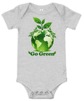 Athletic Heather baby bodysuit with original leafy green globe and Go Green lettering on the front – ZIPZAPPA