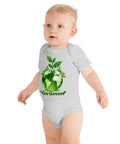 Athletic Heather baby bodysuit with original leafy green globe and Go Green lettering on the front – ZIPZAPPA