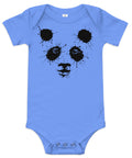 Heather Columbia Blue baby bodysuit with original black ink-splatter panda artwork on the front – ZIPZAPPA