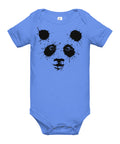 Heather Columbia Blue baby bodysuit with original black ink-splatter panda artwork on the front – ZIPZAPPA