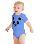 Heather Columbia Blue baby bodysuit with original black ink-splatter panda artwork on the front – ZIPZAPPA