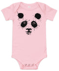 Pink baby bodysuit with original black ink-splatter panda artwork on the front – ZIPZAPPA