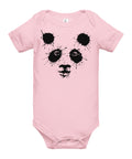 Pink baby bodysuit with original black ink-splatter panda artwork on the front – ZIPZAPPA