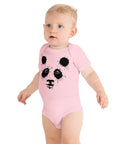 Pink baby bodysuit with original black ink-splatter panda artwork on the front – ZIPZAPPA