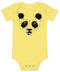 Yellow baby bodysuit with original black ink-splatter panda artwork on the front – ZIPZAPPA
