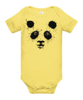 Yellow baby bodysuit with original black ink-splatter panda artwork on the front – ZIPZAPPA
