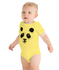 Yellow baby bodysuit with original black ink-splatter panda artwork on the front – ZIPZAPPA