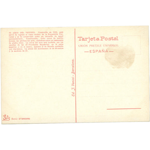 Barcelona, Spain – Arc de Triomf and Palace of Justice – Postcard