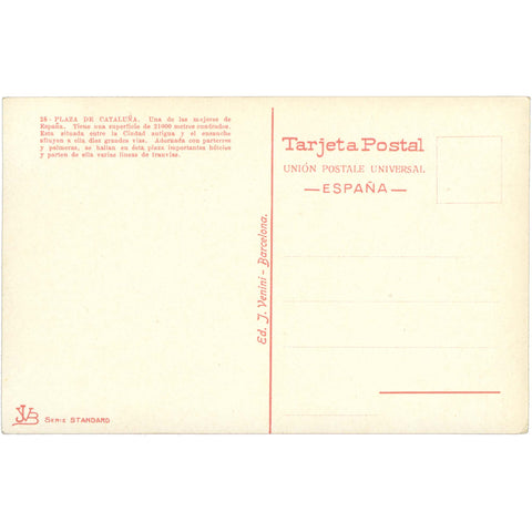 Barcelona, Spain – Plaza de Cataluña – Postcard