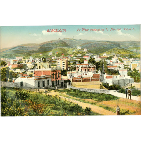 Barcelona, Spain –View of Tibidabo Mountain Postcard Mid - 20th Century