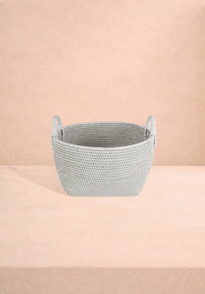 Handy Handwoven Rattan Basket - White