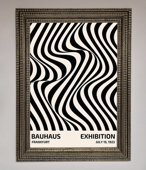 Bauhaus Wavy Black Lines Framed Poster