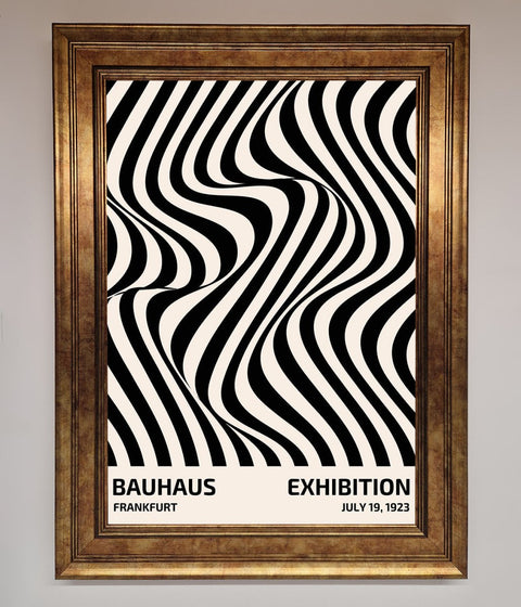 Bauhaus Wavy Black Lines Framed Poster