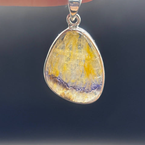 Blue John Fluorite Pendant in Sterling Silver