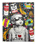Koen Betjes (1992) - Banksy I Love Life Boy x Collage x Splash (canvas)