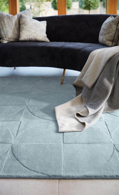 Tapis en Laine Géométrique Bleu Canard Penny