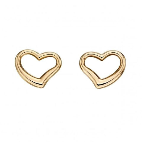 Boucles d'oreilles cœur ouvert en argent sterling et or jaune 9 carats GE2214