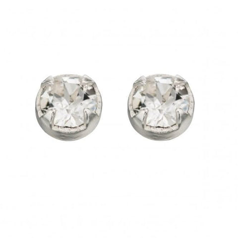 Boucles d'oreilles puces en argent sterling A125C avec cristal transparent et diamants Beginnings