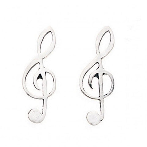 Boucles d'oreilles puces en argent sterling Beginnings A159, motif clé de sol