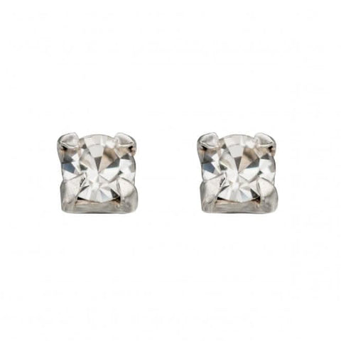 Boucles d'oreilles puces en argent sterling Beginnings A491C avec cristal transparent de 2 mm