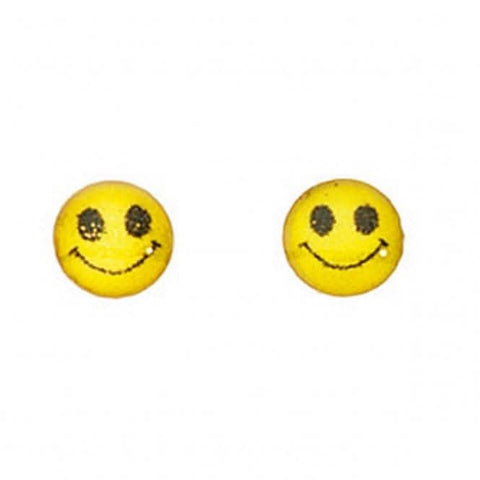 Boucles d'oreilles puces Beginnings en argent sterling A513Y, motif smiley jaune