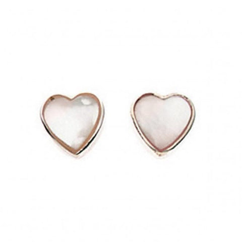 Boucles d'oreilles puces en argent sterling Beginnings A778W, motif cœur et serpillière blanche