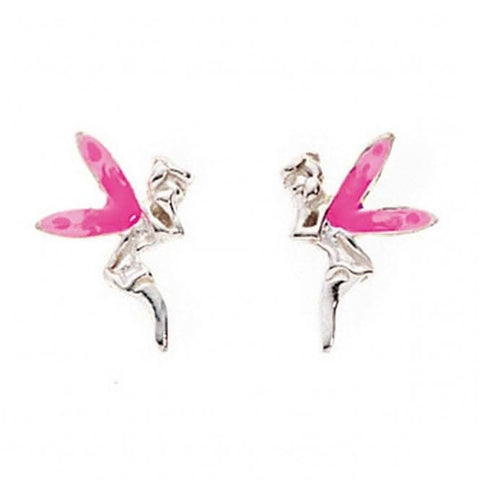 Boucles d'oreilles puces Beginnings en argent sterling A802P, motif fée ailée