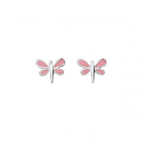 Boucles d'oreilles puces libellule en argent sterling émaillé Beginnings A827P