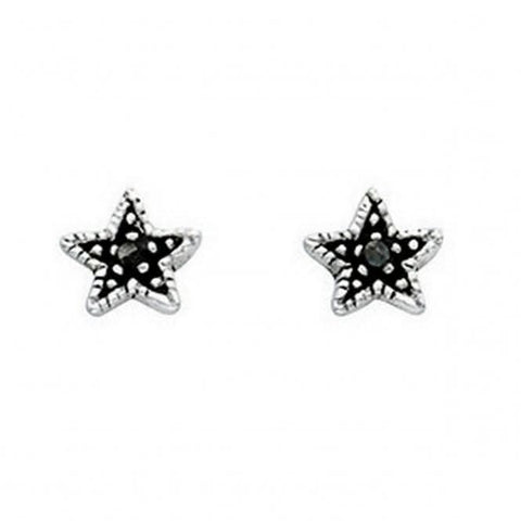 Boucles d'oreilles puces en argent sterling Beginnings A852H, finition oxydée grise, motif étoile